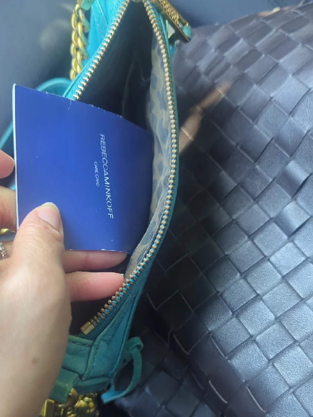Teal Leather Crossbody Bag with Gold Hardware - Picture 7 of 7